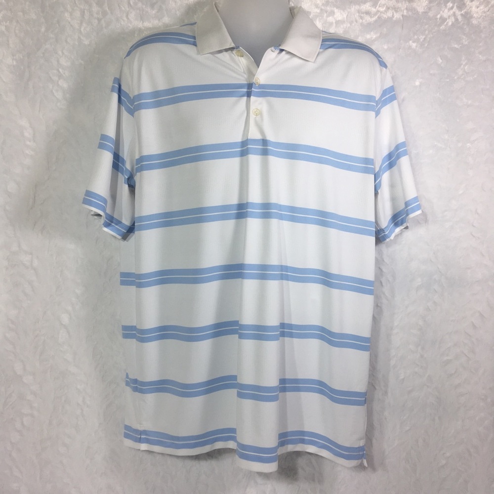 Nike golf polo XL White with baby blue stripes